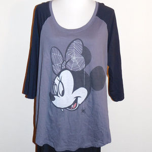 2 2X Disney Black Gray Vampire Minnie Mouse Top